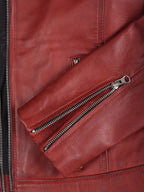 Austin Womens Red Cafe Racer Style Leather Jacket