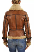 Amelia Brown B3 RAF Shearling Aviator Leather Bomber Jacket