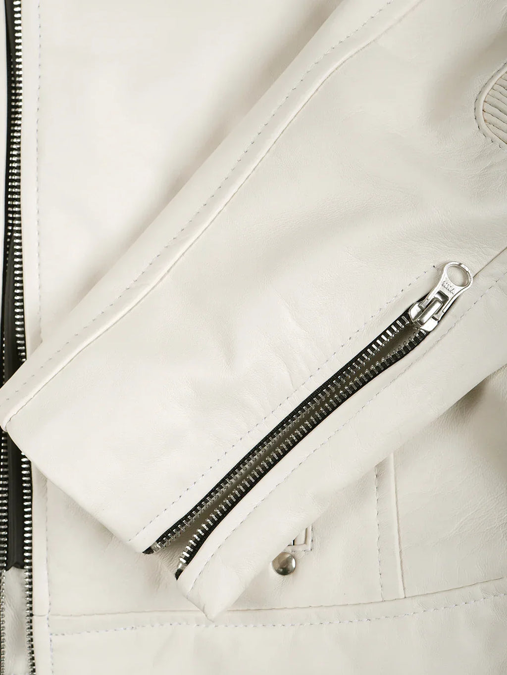 Austin Women Off White Biker Style Leather Jacket