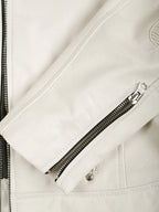 Austin Women Off White Biker Style Leather Jacket