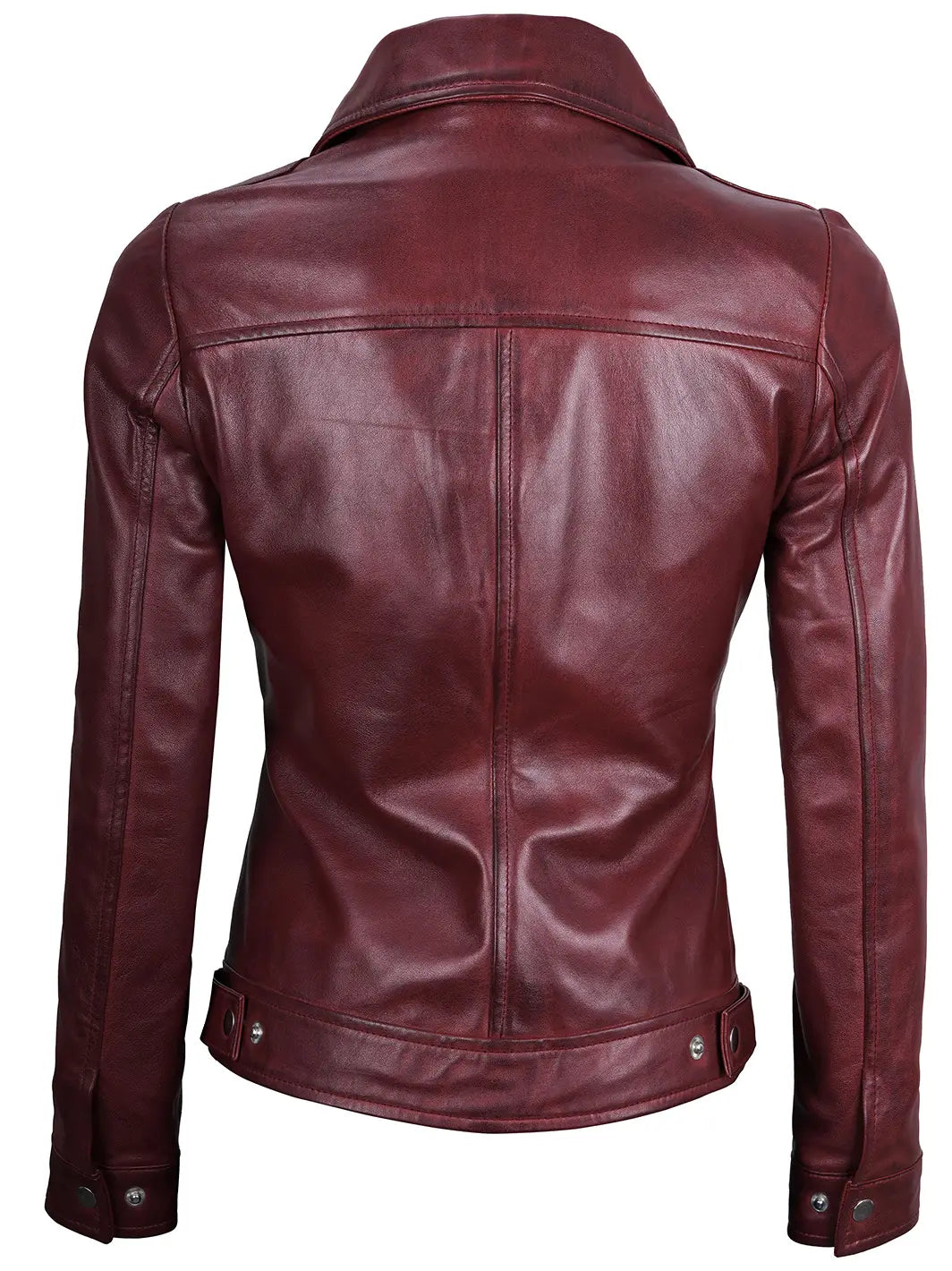 Women's Burgundy Harrington Real Leather Jacket
