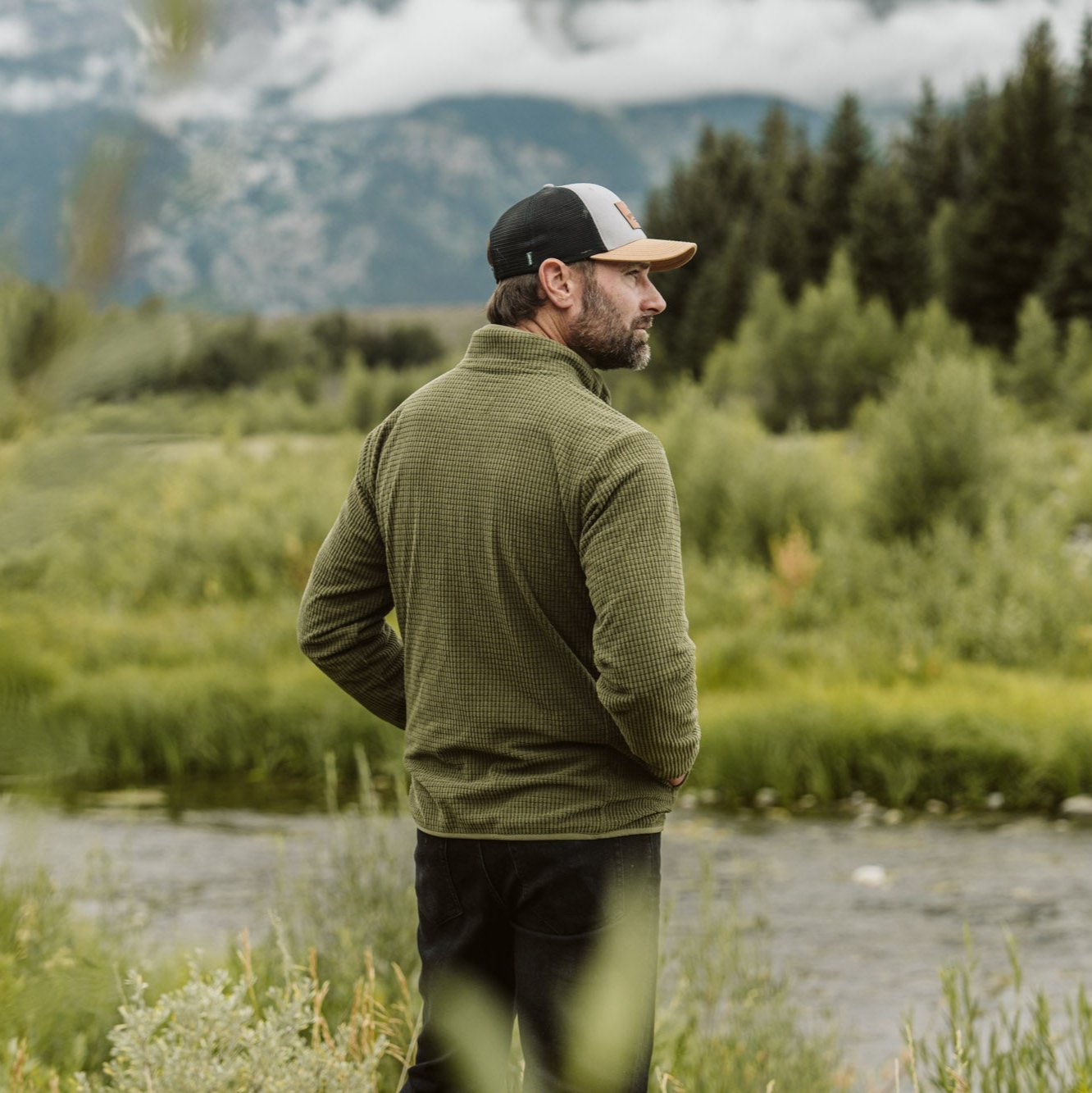 Yosemite Waffle Fleece Pullover | Moss Green
