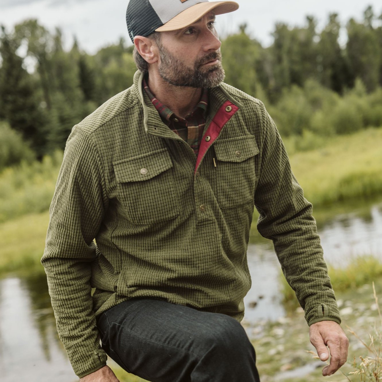 Yosemite Waffle Fleece Pullover | Moss Green