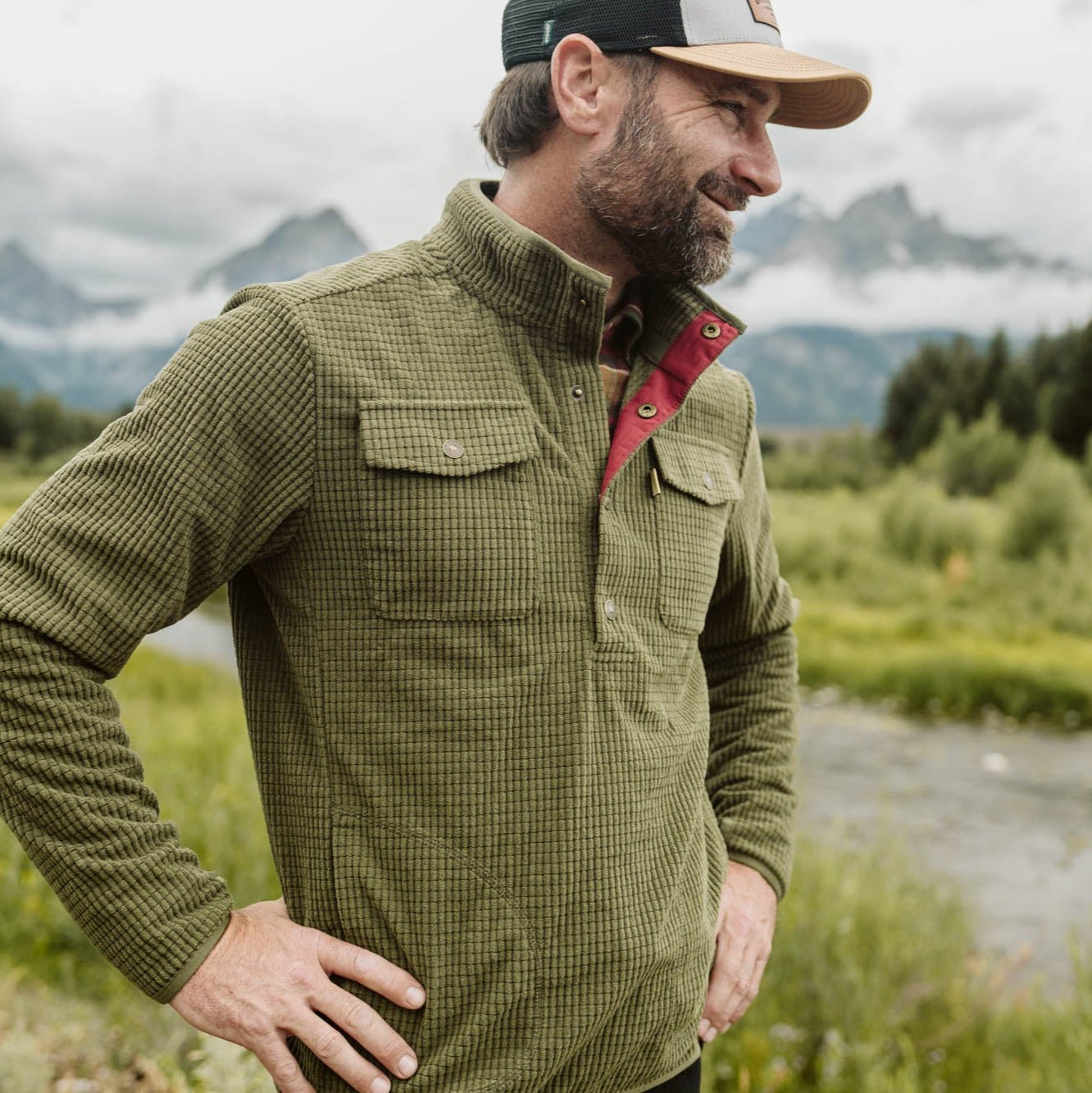 Yosemite Waffle Fleece Pullover | Moss Green
