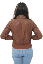 Womens Leather MA-1 Varsity Jacket-Ann Arbor