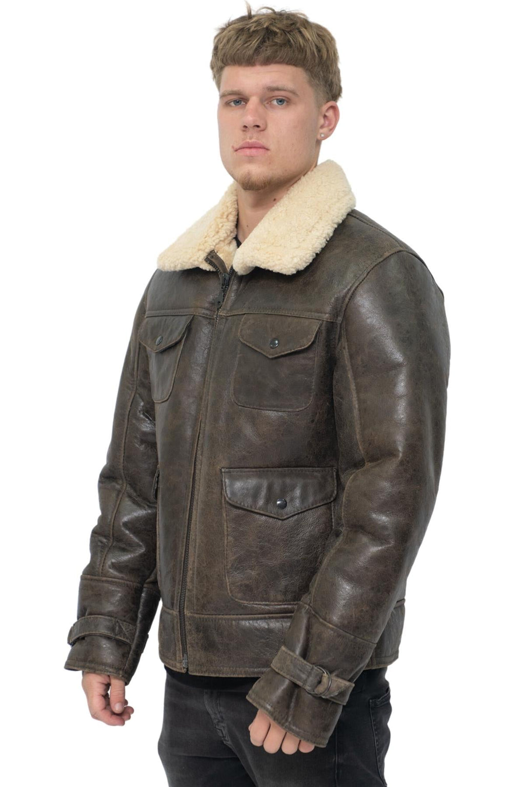 Mens Sheepskin Classic Safari Jacket-Arezzo