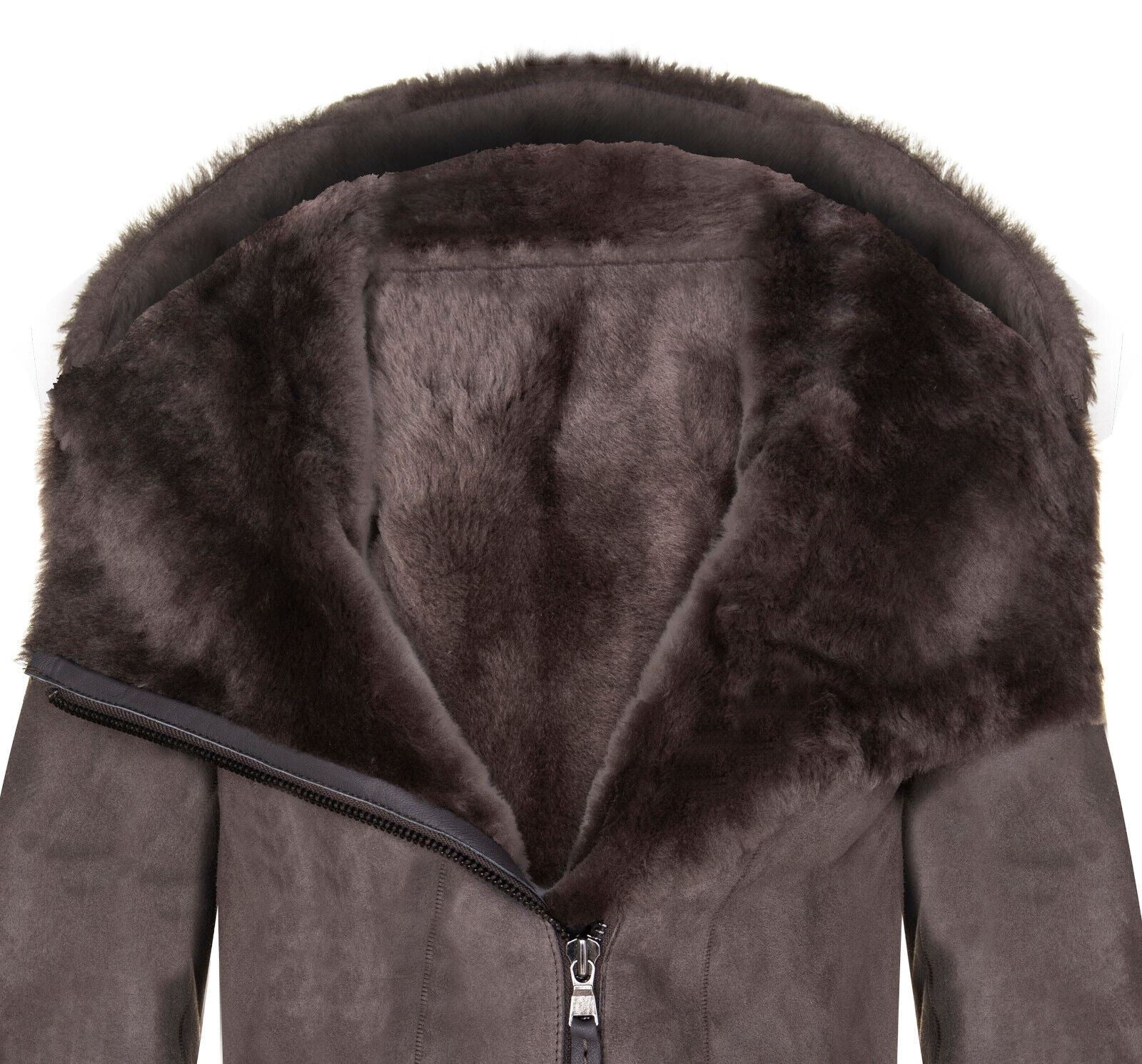 Womens Merino Sheepskin Hooded Coat-Antioch