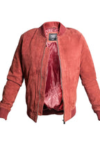 Mens Retro Goat Suede Varsity Leather Bomber Jacket-Athens