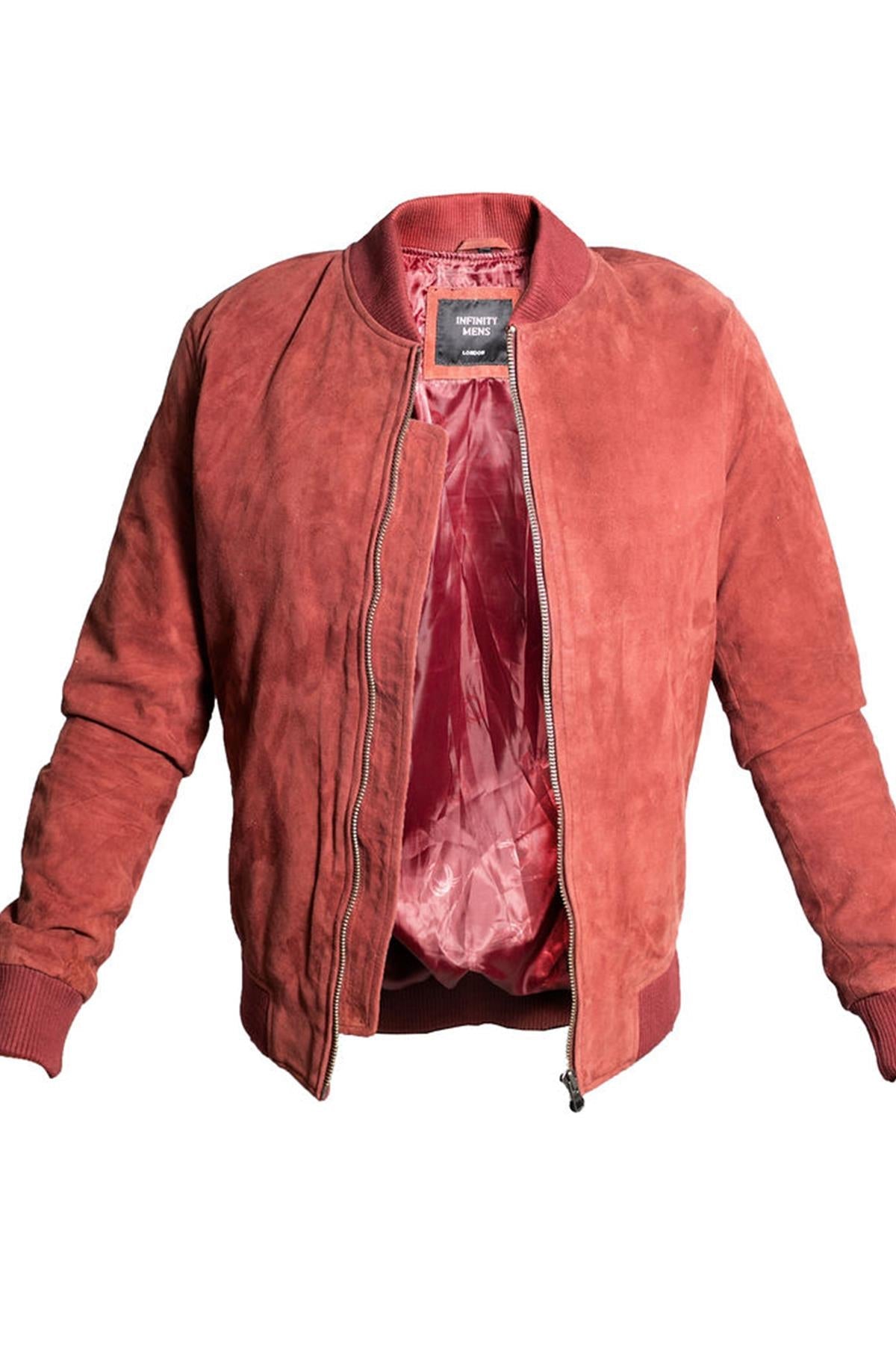 Mens Retro Goat Suede Varsity Leather Bomber Jacket-Athens