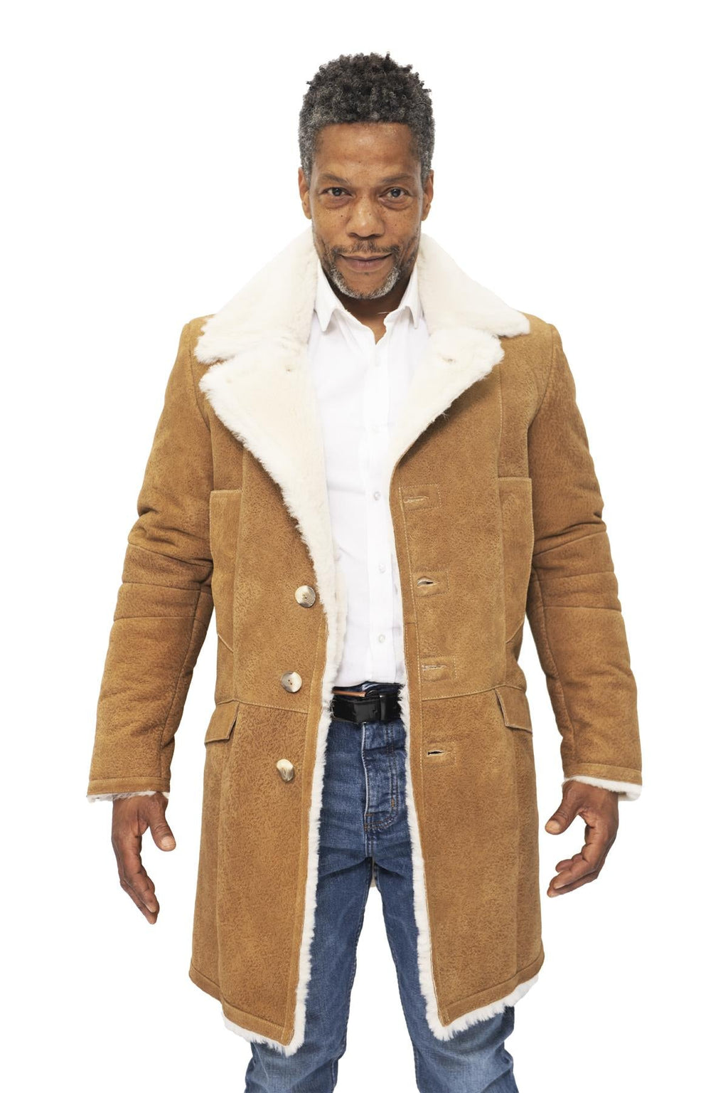 Mens Warm Sheepskin Trench Coat-Managua