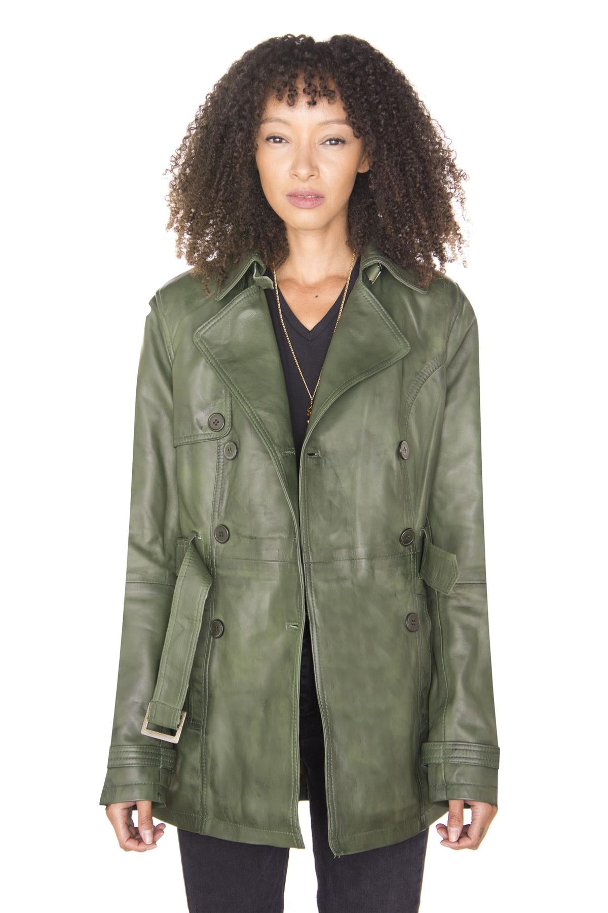 Womens Nappa Leather Trench Coat-Mosul