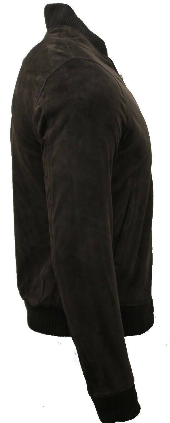 Mens Varsity Soft Suede Leather Bomber Jacket