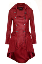 Womens Goth Leather Edwardian Flare Coat-Rushmoor