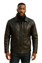 Mens Warm Mid-Length Leather Biker Coat - Sikander