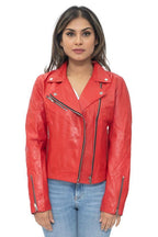 Womens Leather Classic Biker Brando Jacket-Baku