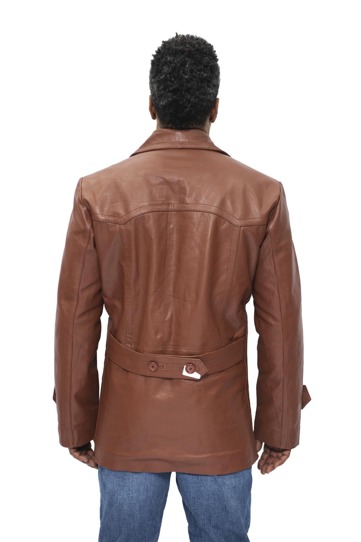 Mens Cowhide Leather Peacoat-Krakaw