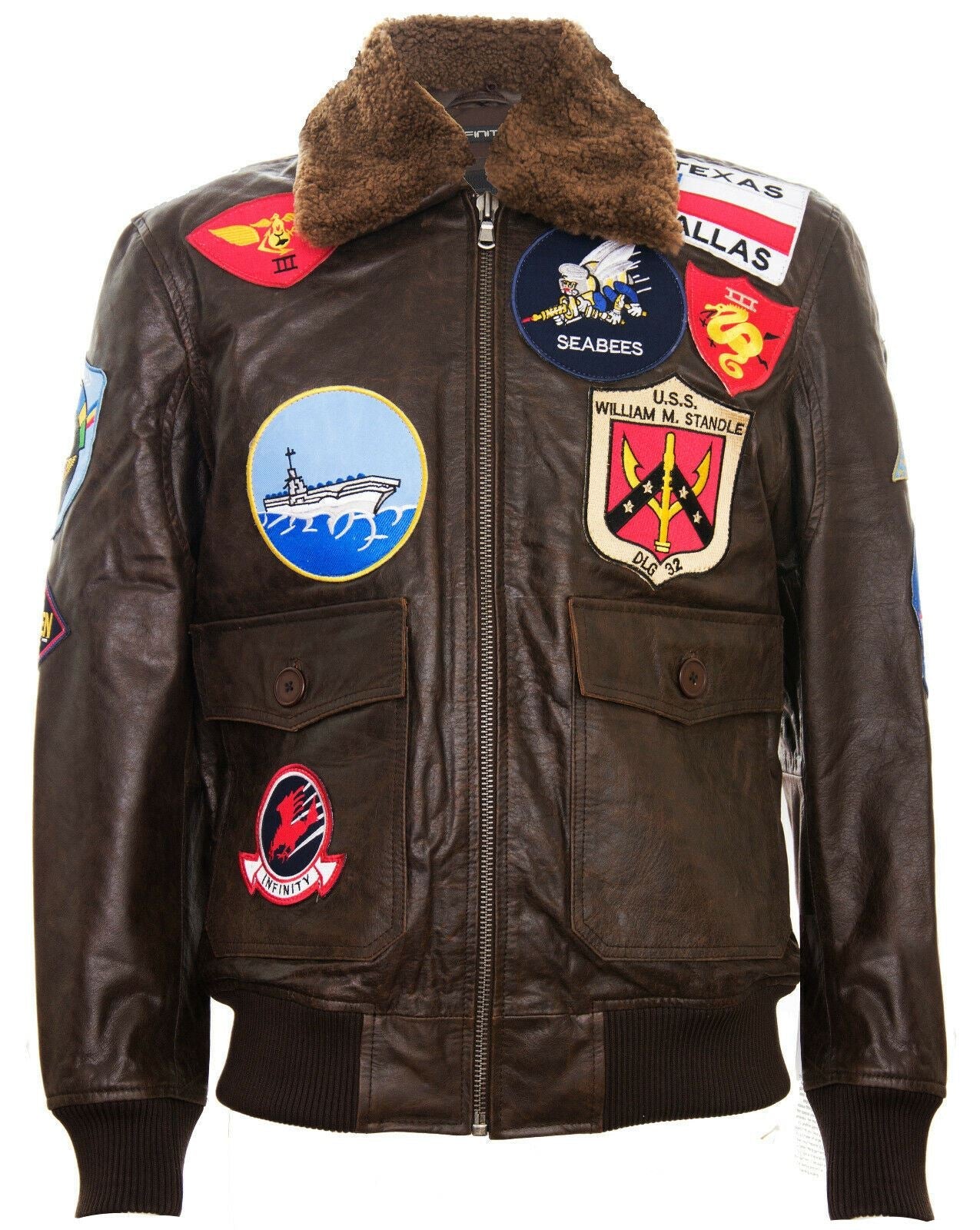 Mens Top Gun A2 Leather Bomber Jacket-San Diego