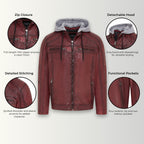 Men's Hooded Biker Lamb Leather Jacket - Burten