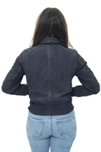 Womens Leather MA-1 Varsity Jacket-Ann Arbor