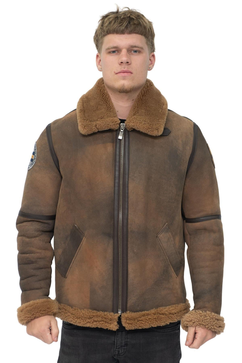 Mens B3 Sheepskin WW2 Bomber Jacket-Arnsberg