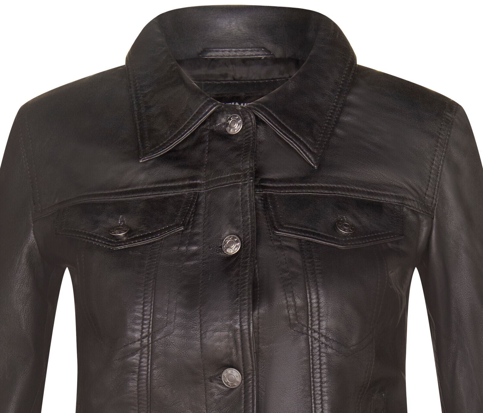 Womens Leather Trucker Jeans Jacket-Anderlecht