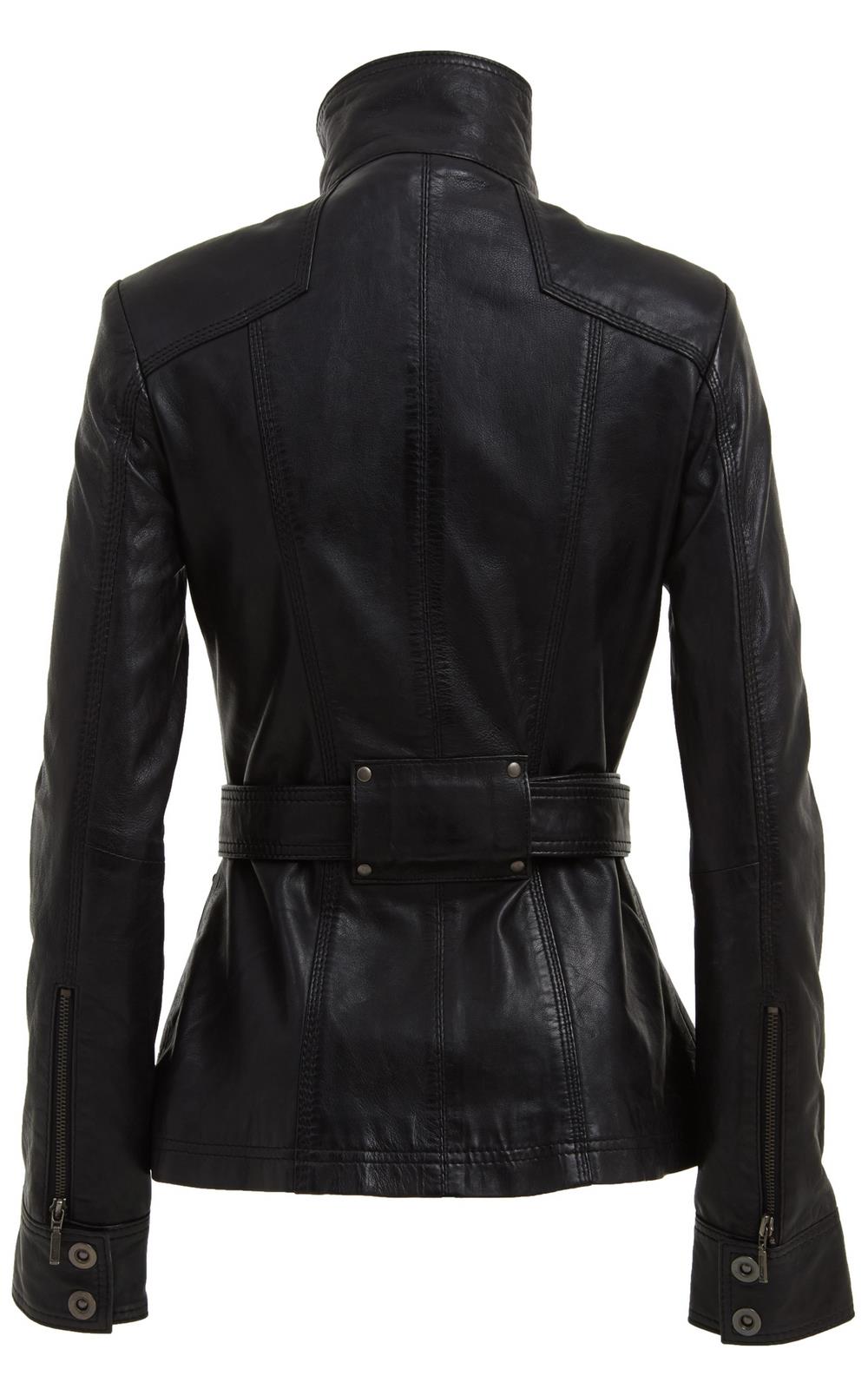 Womens Leather Military-Inspired Biker Jacket-Middleton