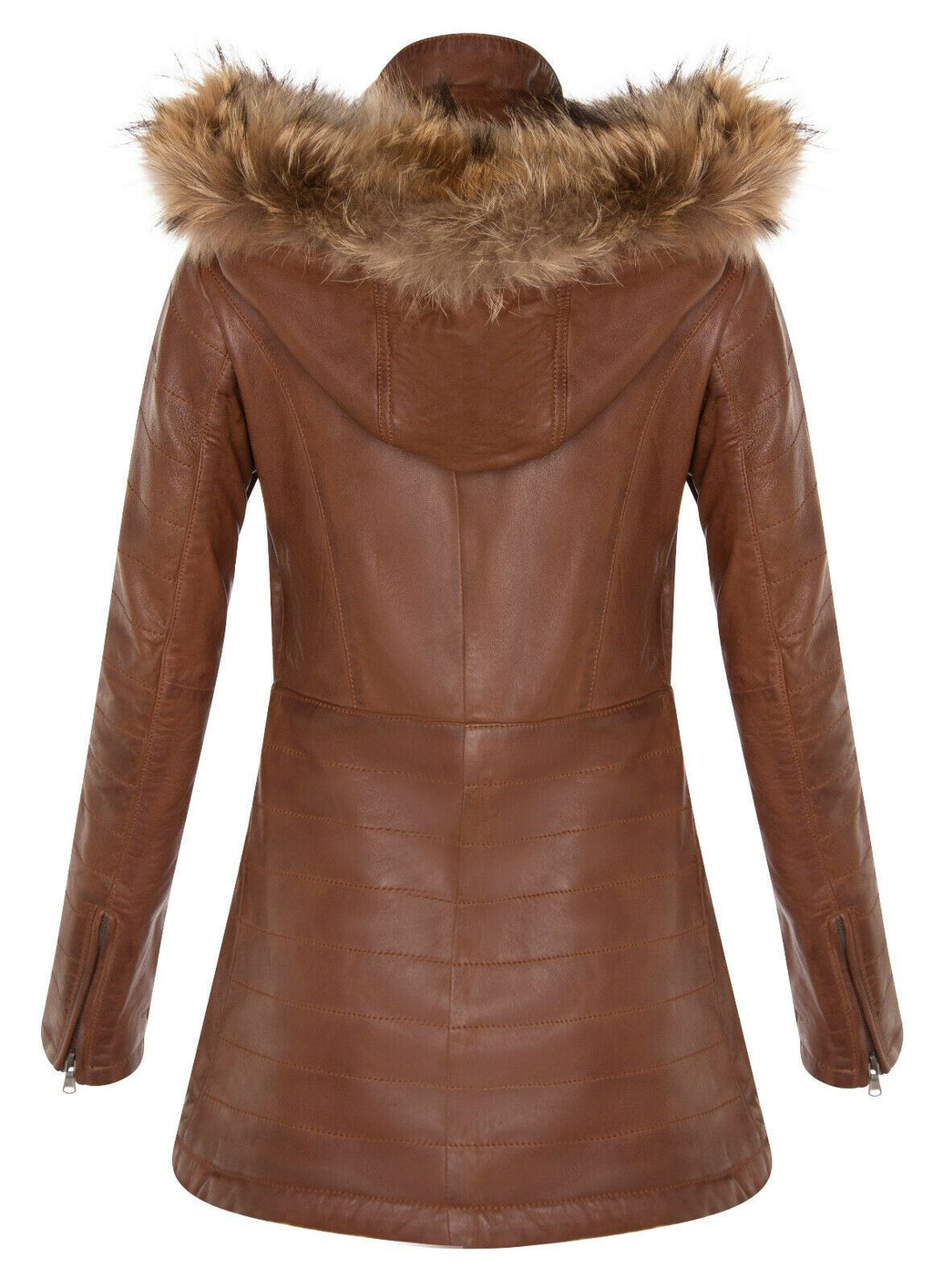 Womens Quilted Leather Parka Jacket-Curitiba