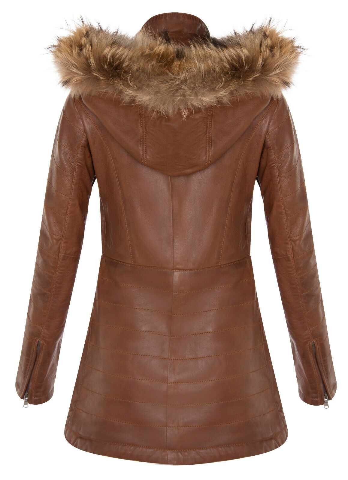 Womens Quilted Leather Parka Jacket-Curitiba