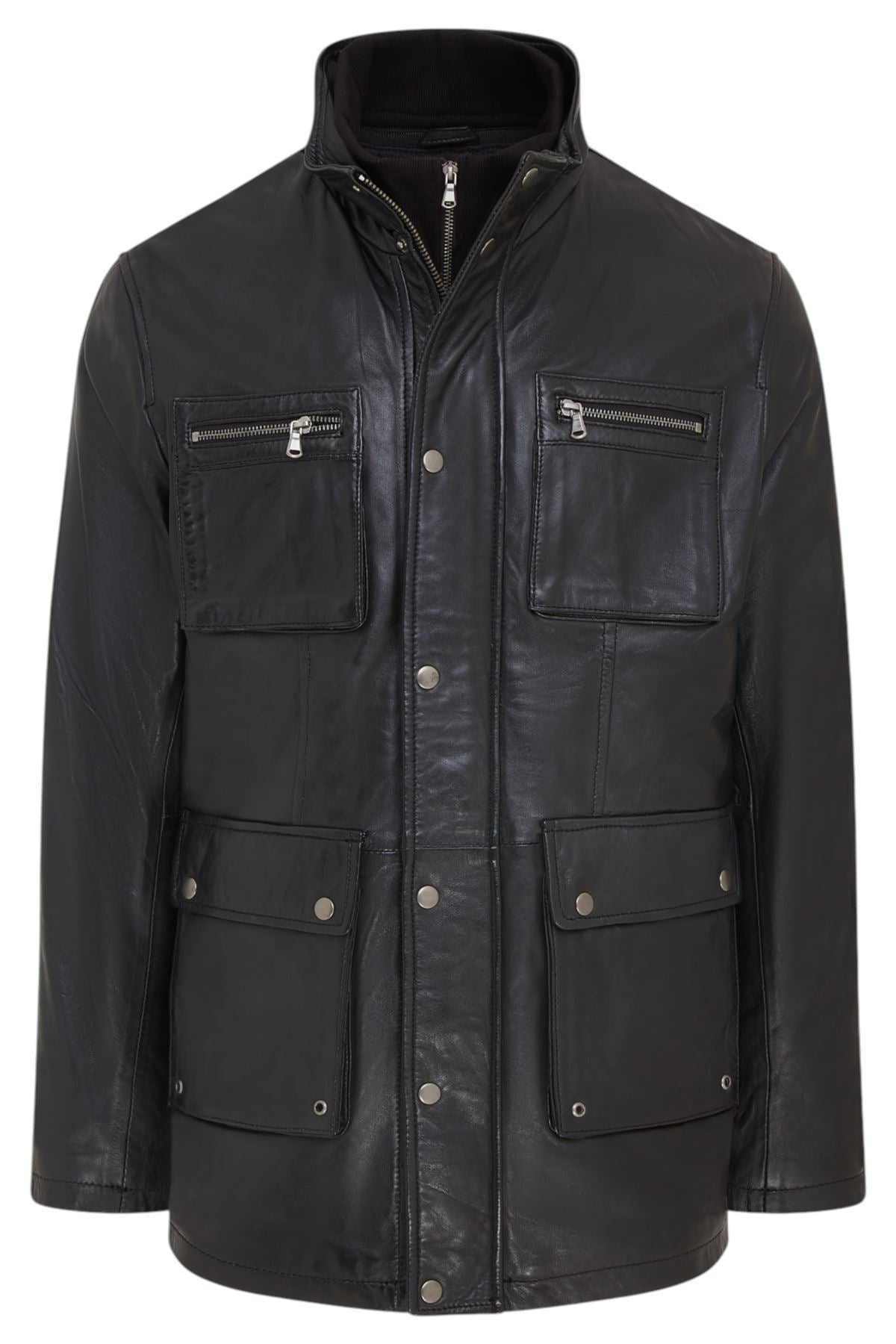 Men’s Leather Military Jacket Outwear Trenchcoat - Field