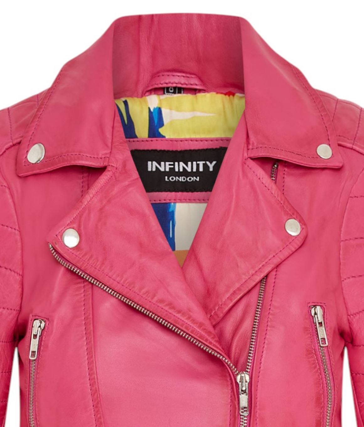 Womens Cropped Brando Leather Biker Jacket-Damascus