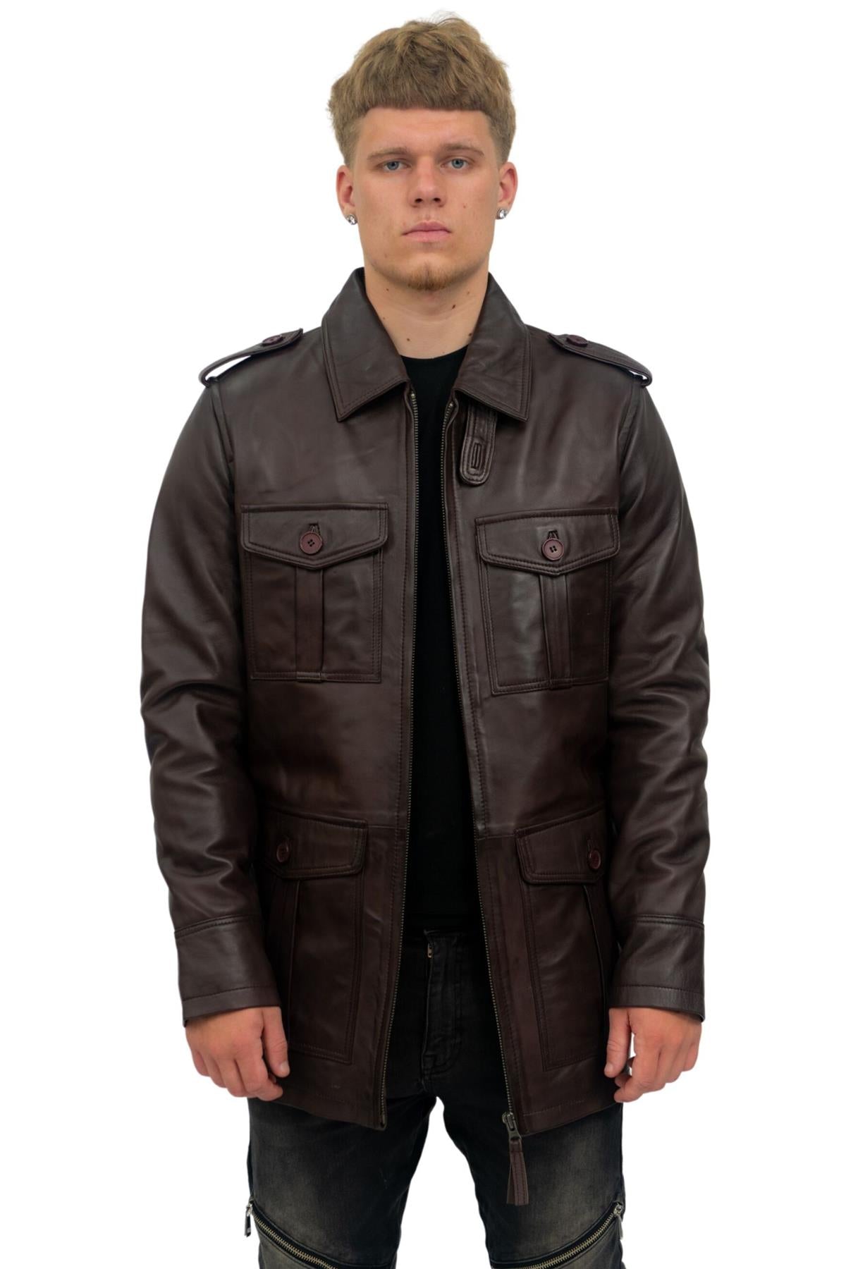 Mens Leather Parka Safari Coat-Mesa Verde