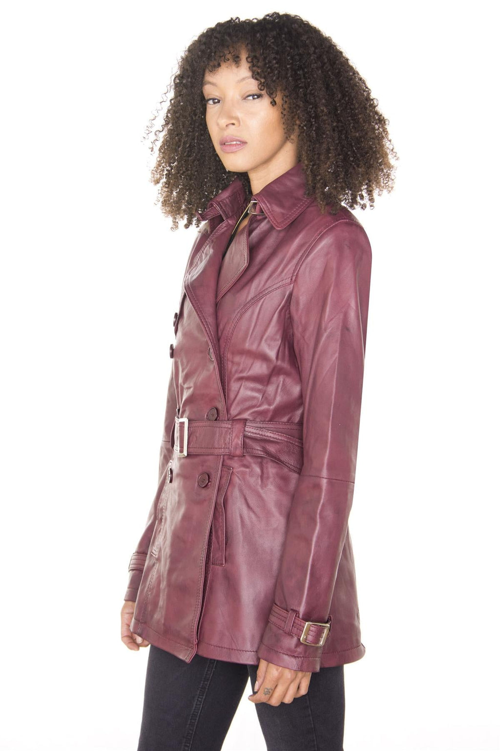 Womens Nappa Leather Trench Coat-Mosul
