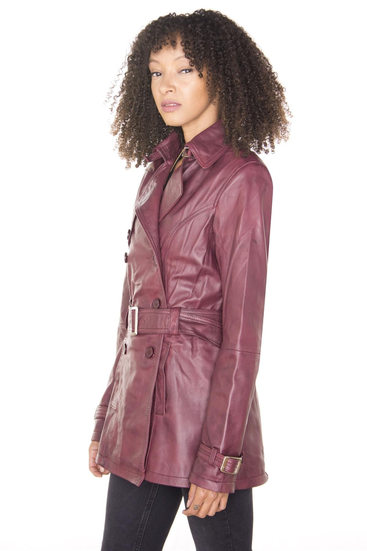 Womens Nappa Leather Trench Coat-Mosul