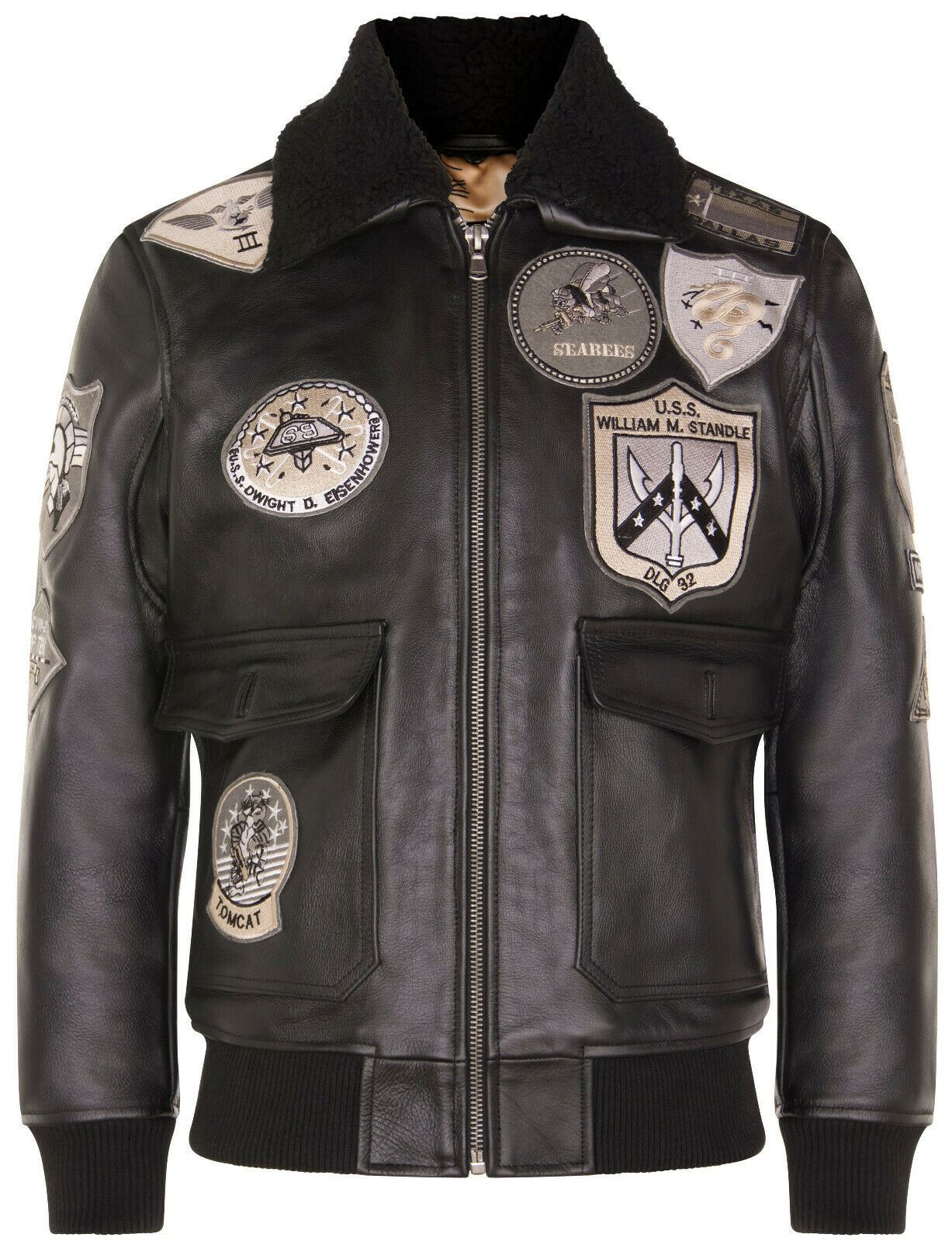 Mens Top Gun A2 Leather Bomber Jacket-San Diego