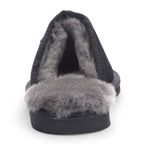 Men's Genuine Sheepskin Black Suede Mule Winter Warm Non-Slip - Highland