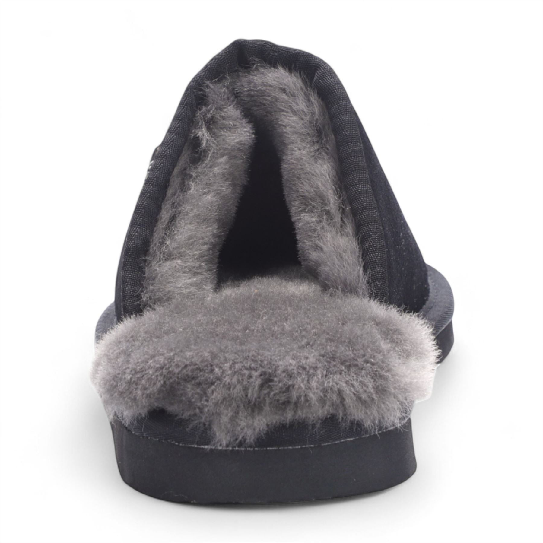 Men's Genuine Sheepskin Black Suede Mule Winter Warm Non-Slip - Highland