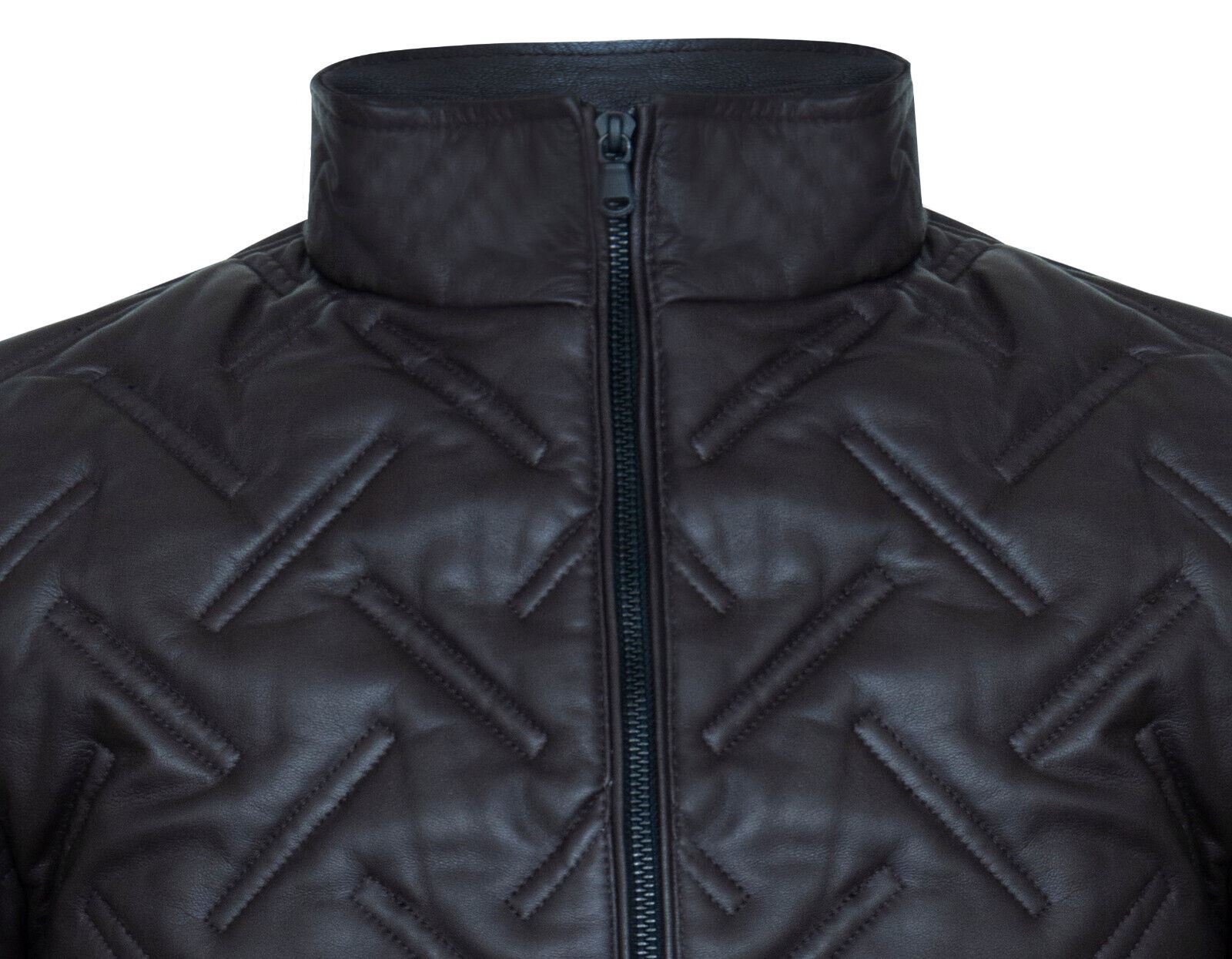 Mens Quilted Leather Bomber Jacket - Taunton