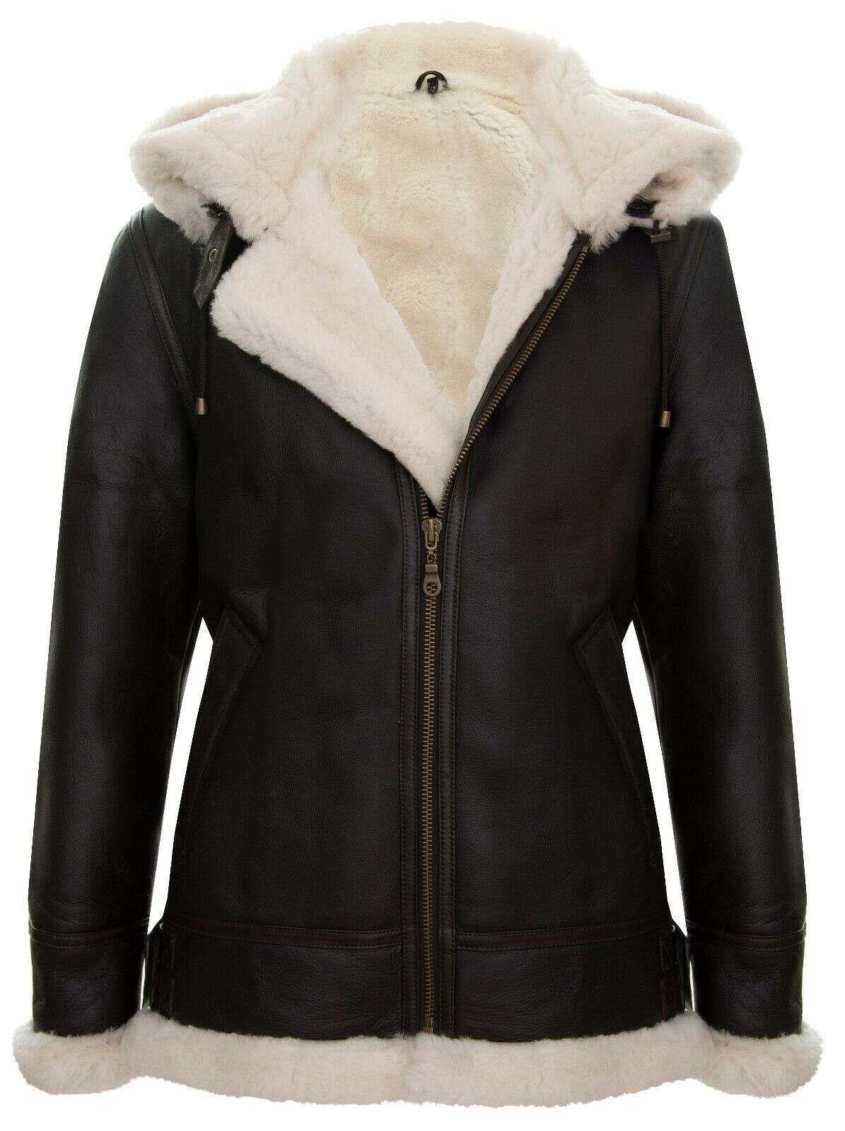 Mens Hooded Sheepskin Leather B3 Flying Jacket-Columbus