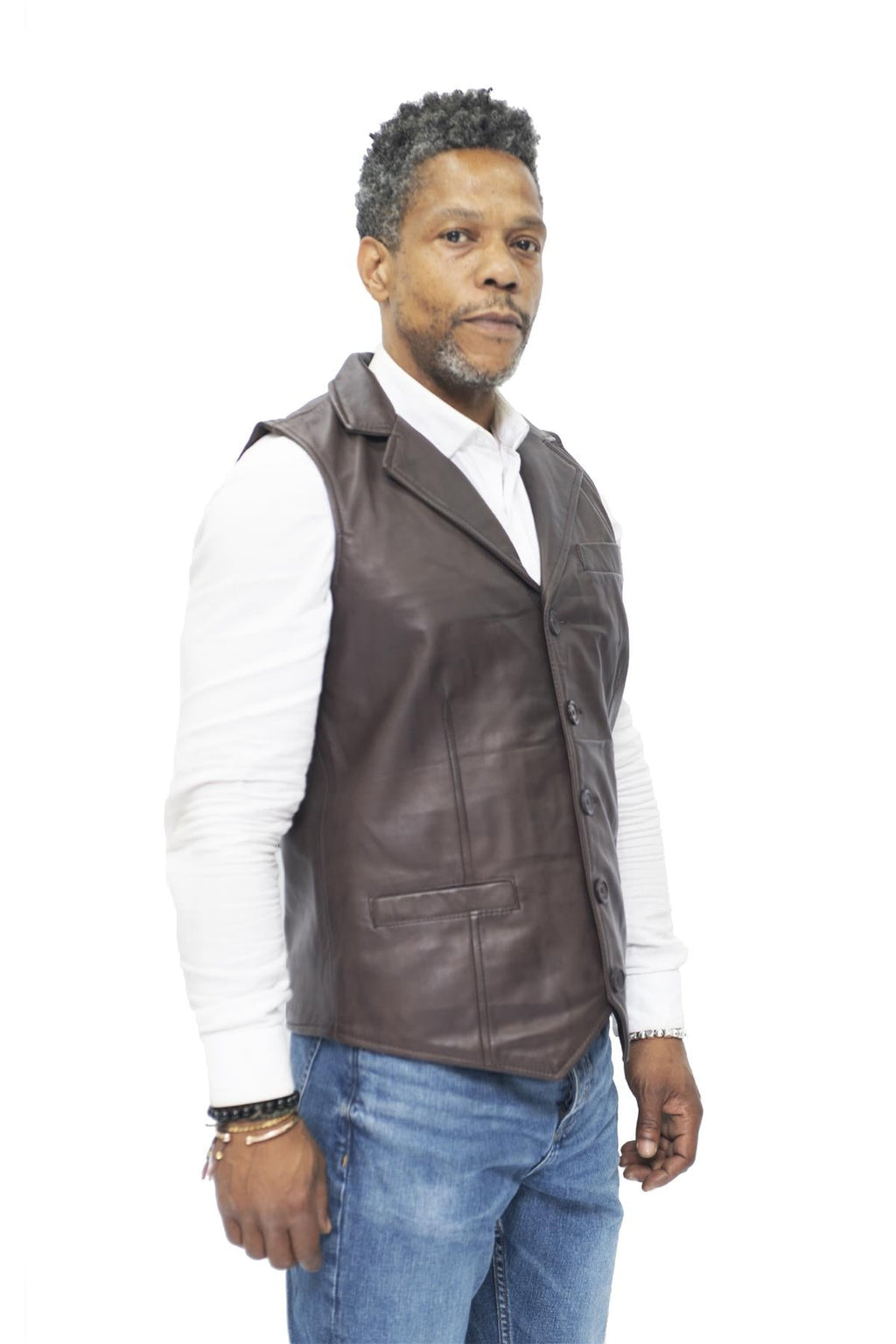 Mens Smart Classic Leather Waistcoat-Bristol