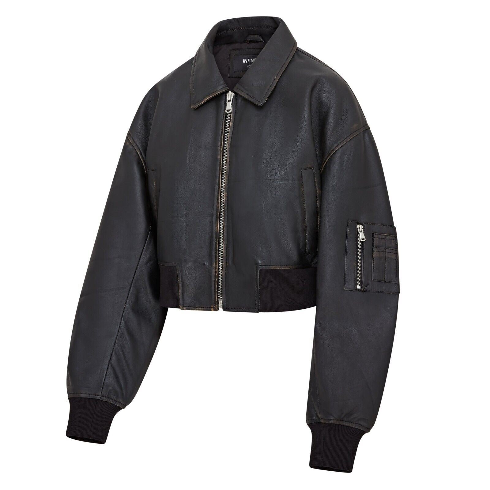 Womens Oversized Leather MA-1 Bomber Jacket - Bozeman