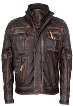Men's Leather Retro Biker Jacket-Toronto