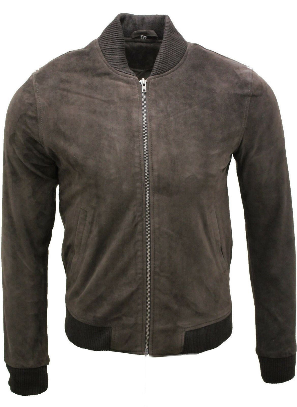 Mens Varsity Soft Suede Leather Bomber Jacket