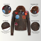 Women's A2 Top Gun Leather Bomber Jacket-Sunbury