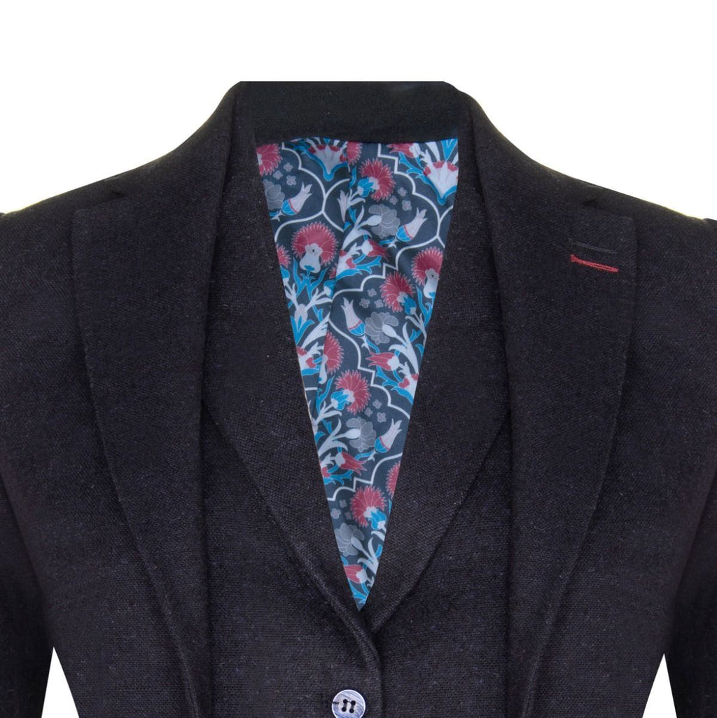 Womens 1920s Navy Blue Wool Classic Retro Vintage Blazer