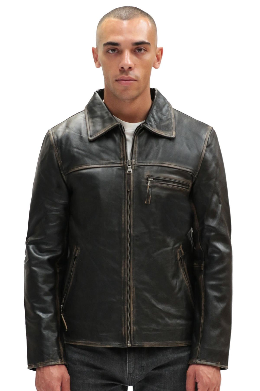 Men's Harrington Cow Hide Leather Jacket-Lima