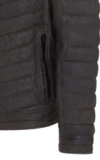 Mens Quilted Puffer Leather Bomber Jacket - Torpoint