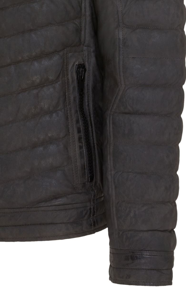 Mens Quilted Puffer Leather Bomber Jacket - Torpoint