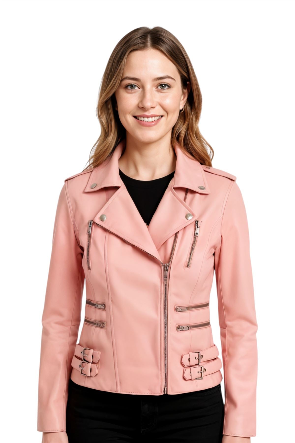 Womens Leather Vintage Brando Biker Jacket-Orlando