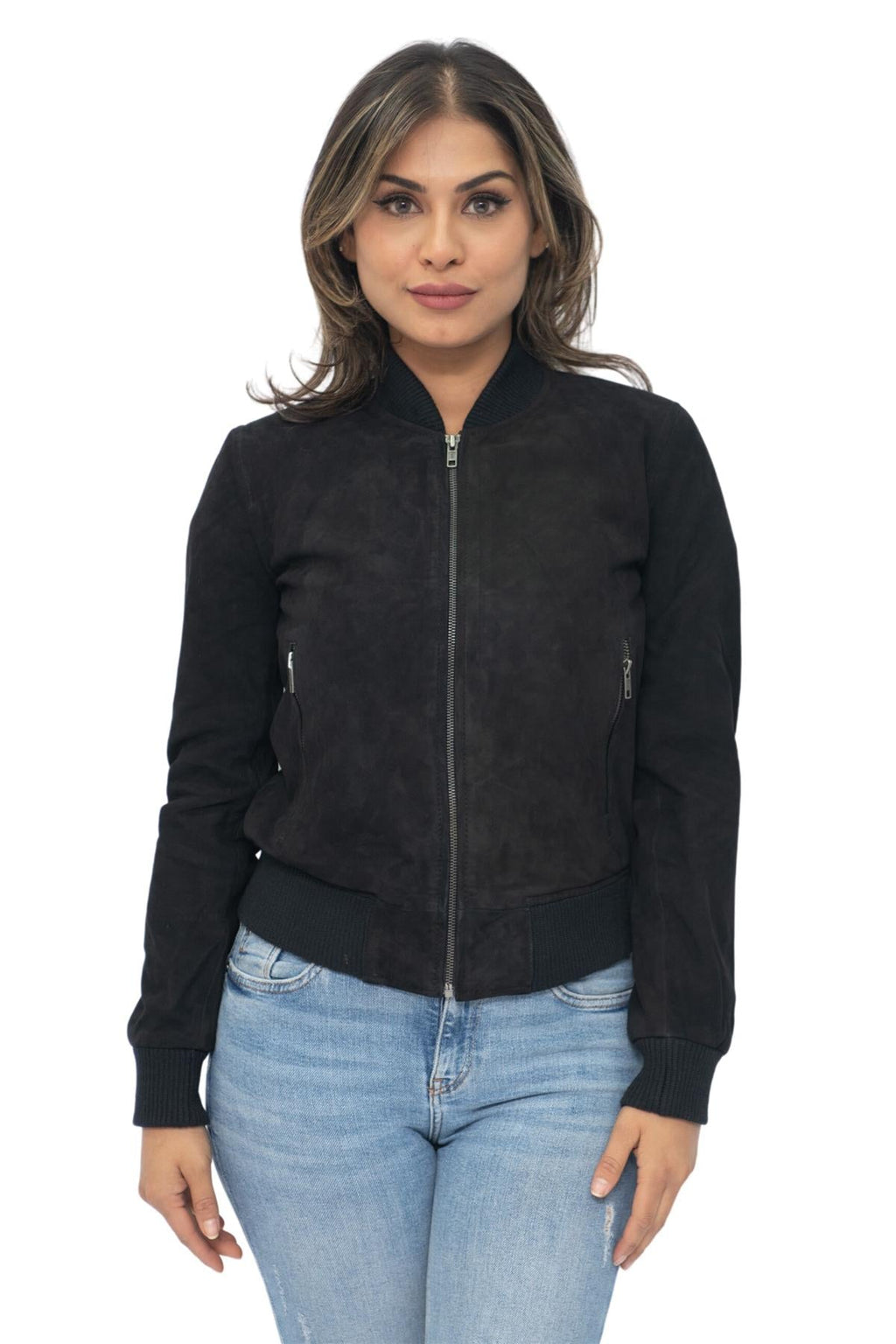 Womens MA-1 Suede Bomber Jacket-Arnhem