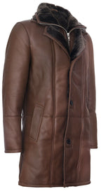 Mens Warm Shearling Sheepskin Leather Coat-Florence